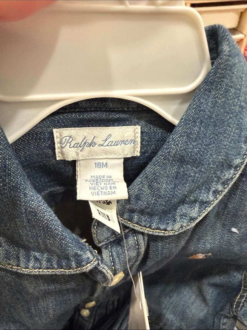 Ralph Lauren Girls Dark Blue Denim Button-Front Dress